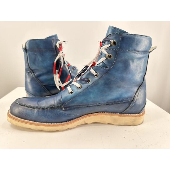 Esquivel Elkhart x Paris Saint Germaine Blue Leather Boots 11.5 USA Handmade USA main image 11